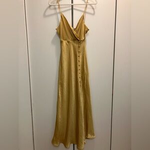 Zara Gold Satin Maxi Dress